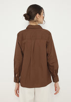 Julia Flower Embroidery Shirt | Brown