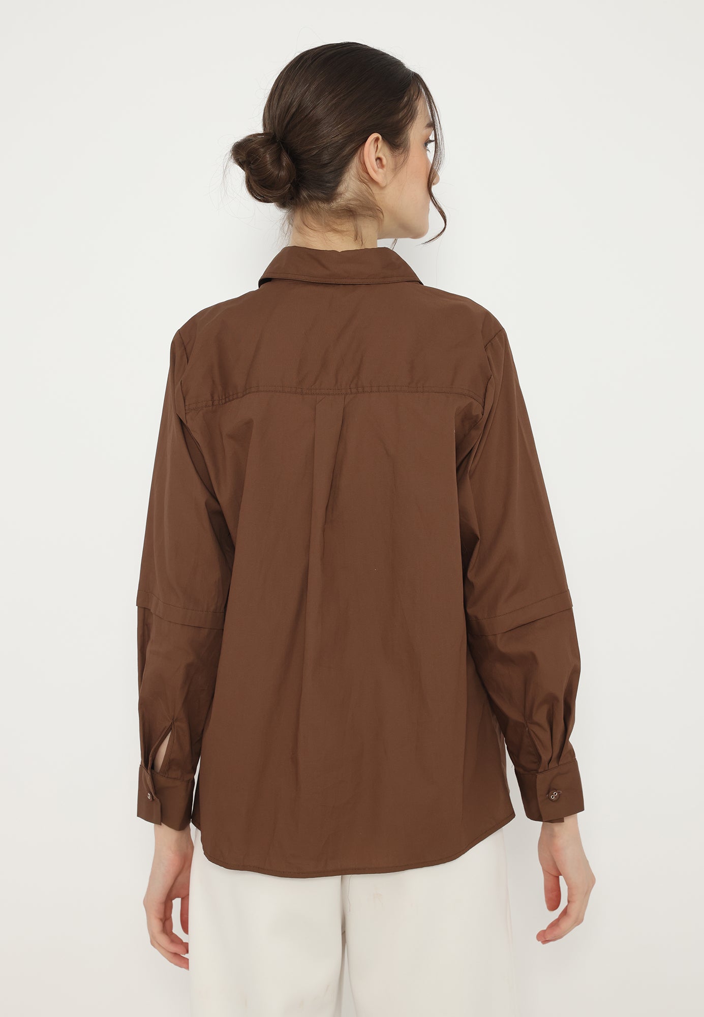Julia Flower Embroidery Shirt | Brown