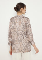 Ruffles Tops Printted Armany Silk Premium | Brown