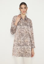 Justina Pattern Long Sleeve Shirt | Brown
