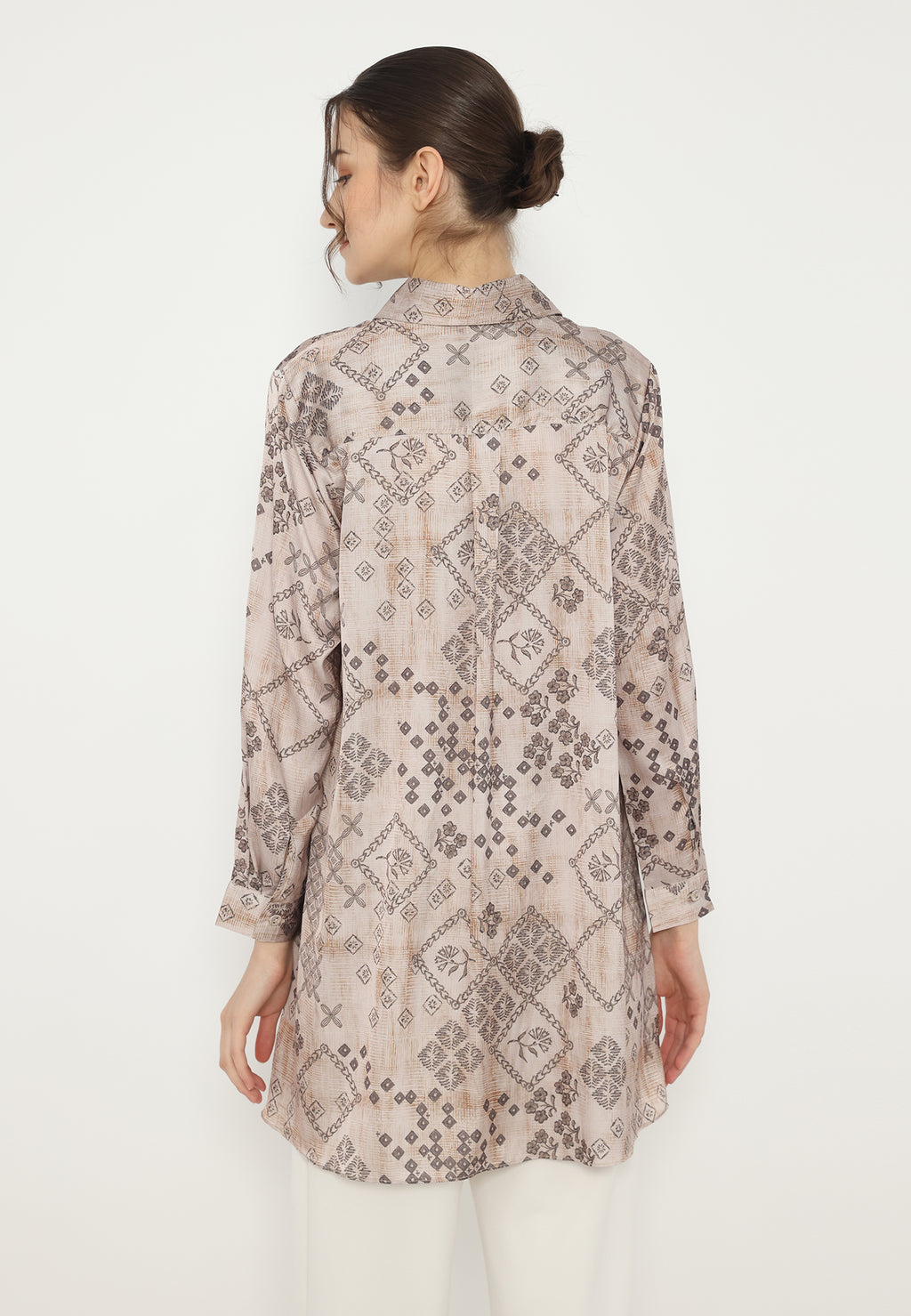 Justina Pattern Long Sleeve Shirt | Brown
