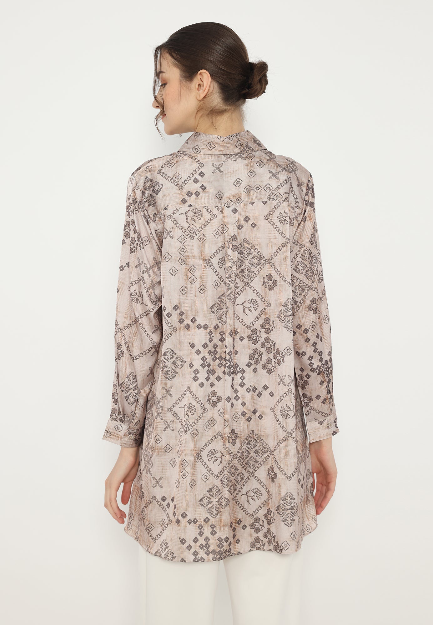 Justina Pattern Long Sleeve Shirt | Brown