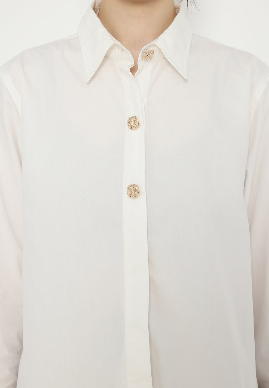 Laila Tops with Gold Buttons | White