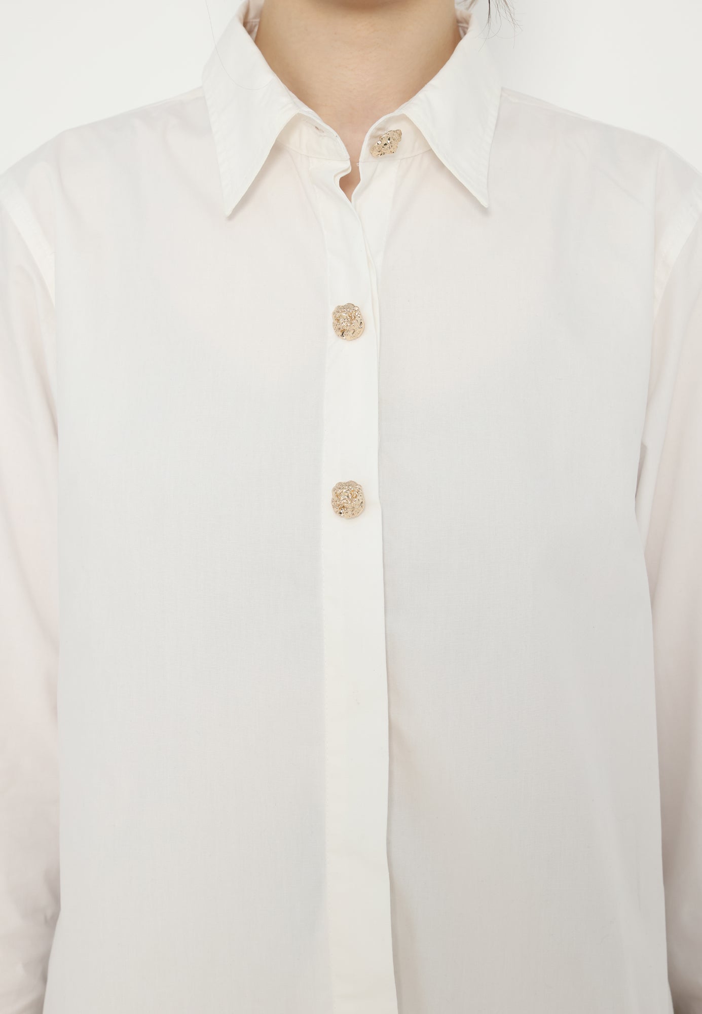 Laila Tops with Gold Buttons | White