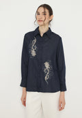 Moana Denim Shirt with Floral Embroidery | Brilliant Girl