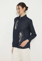 Moana Denim Shirt with Floral Embroidery | Brilliant Girl