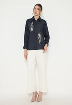 Moana Denim Shirt with Floral Embroidery | Brilliant Girl