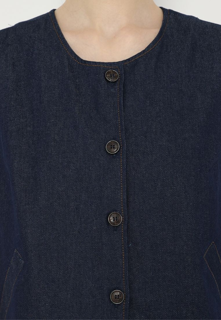Molly Vest Denim Sleeveless Shirt | Denim