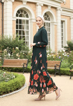Elenora Muslim Long Dress Printed Chiffon | Green