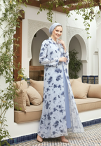 Rosabelle Muslim Long Dress Floral Motif | Grey