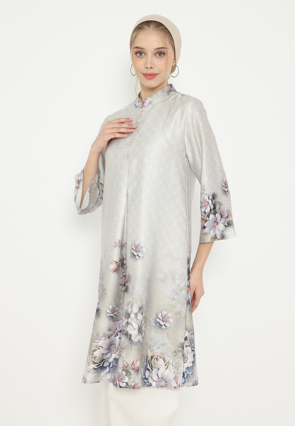 Rosaline Tunic Armany Floral Silk | Green