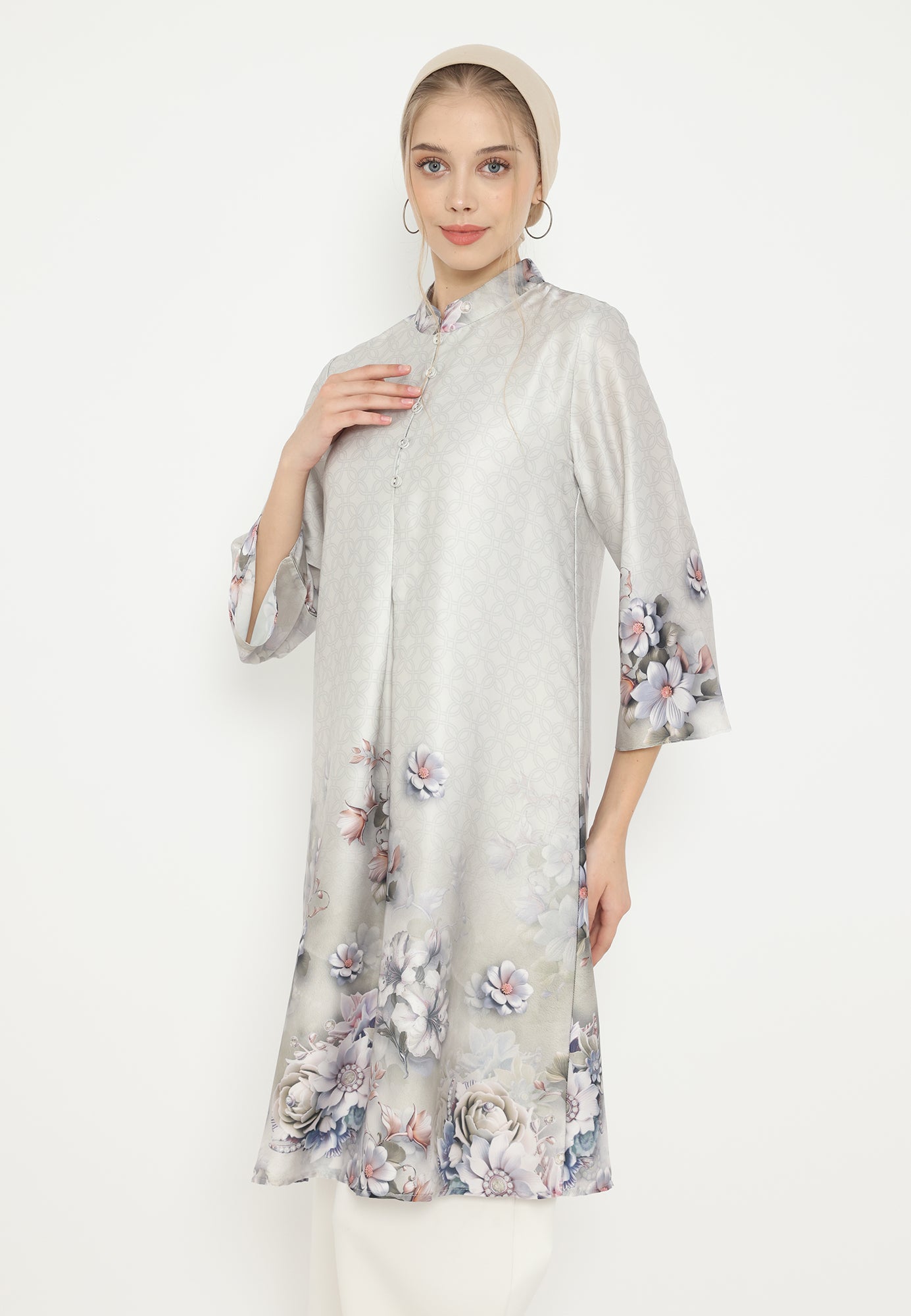 Rosaline Tunic Armany Floral Silk | Green