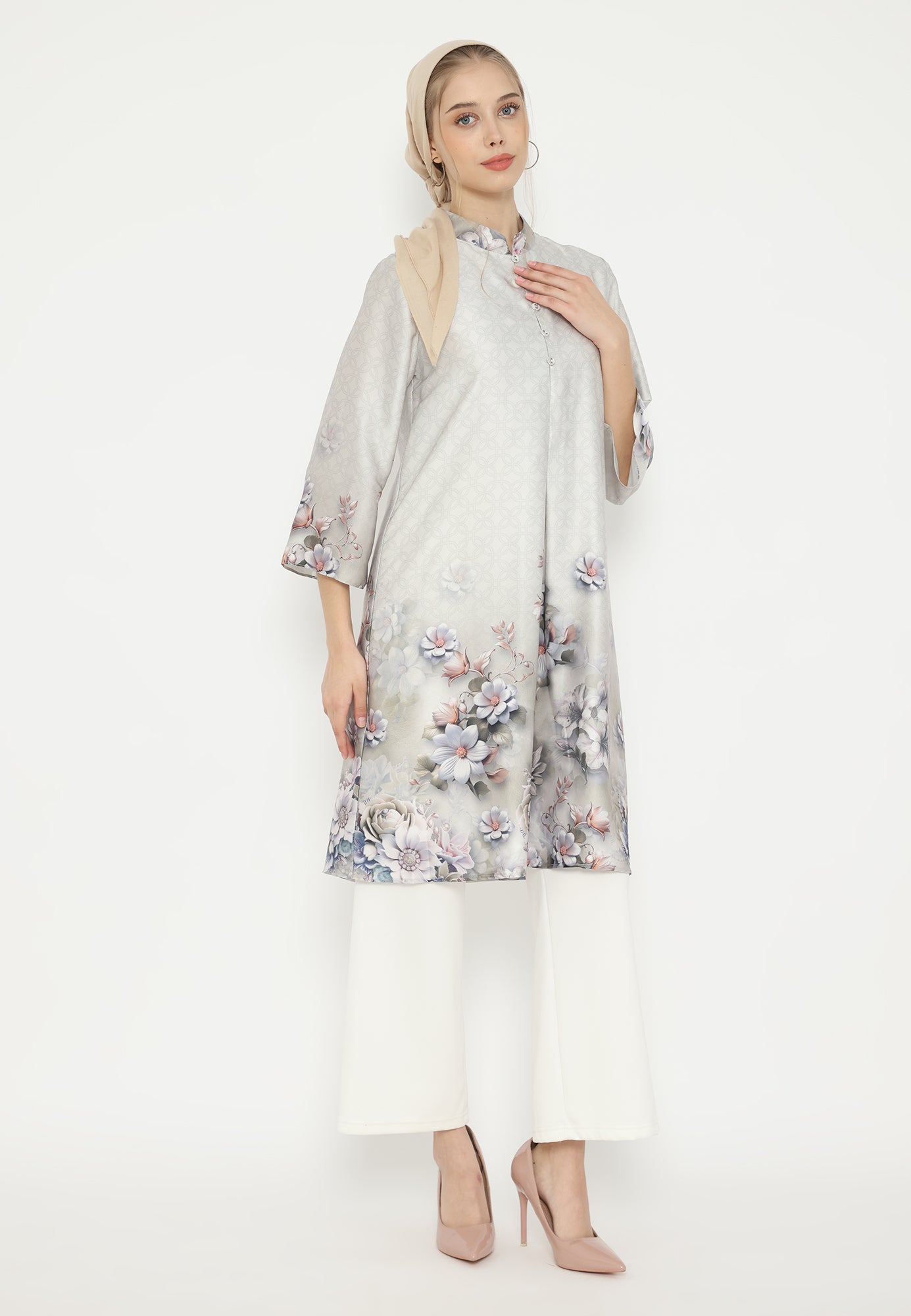Rosaline Tunic Armany Floral Silk | Green