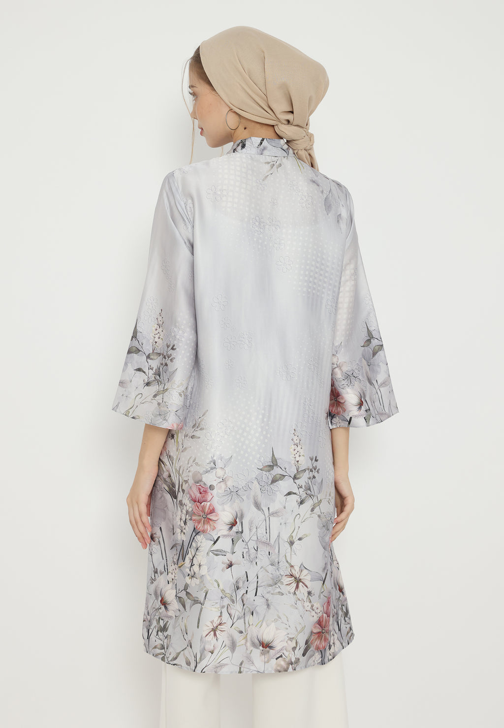 Celestia Floral Tunik Armany Silk Premium | Grey
