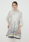 Velora Tunic With Draffery Neck | Grey