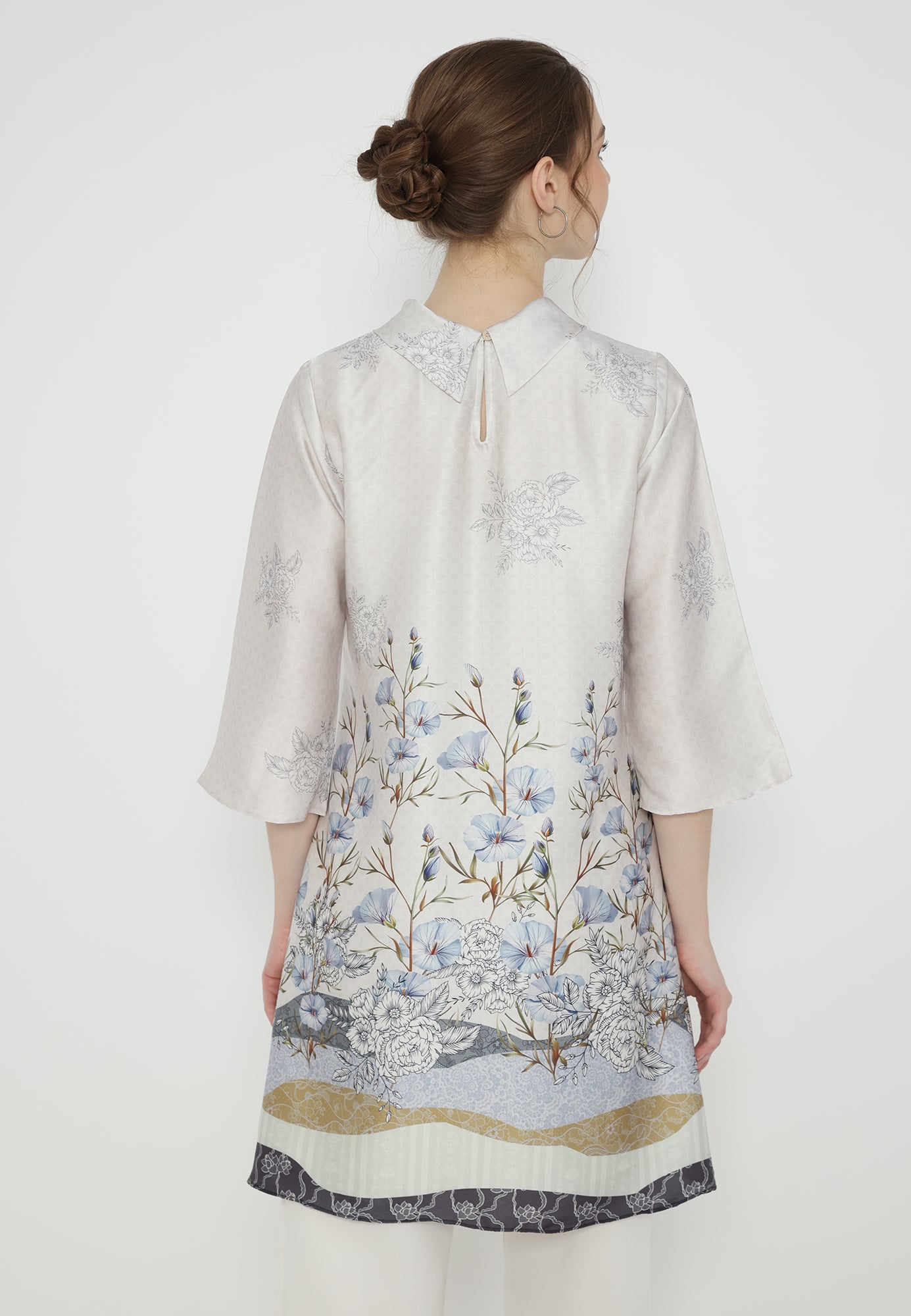 Velora Tunic With Draffery Neck | Grey