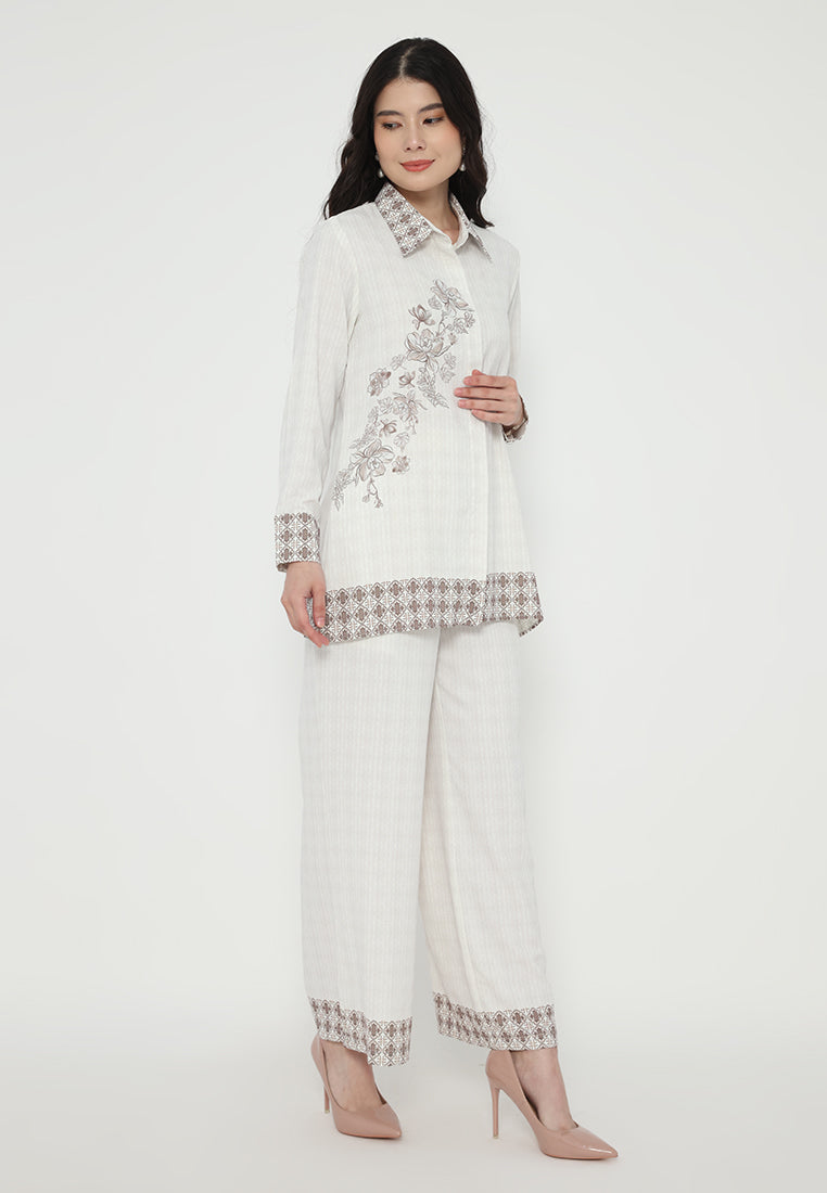 Aurelia Pants With Floral Print | Ivory
