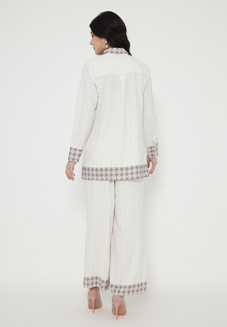 Aurelia Pants With Floral Print | Ivory