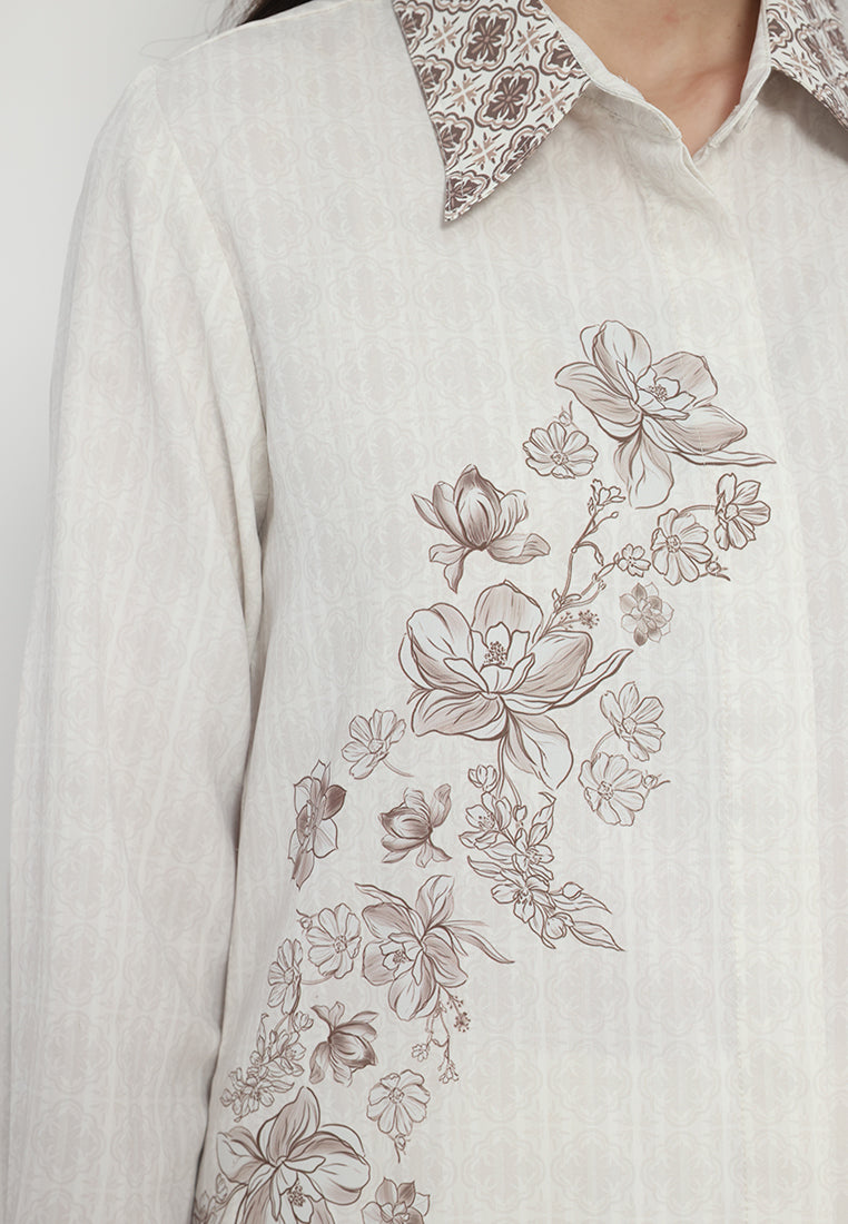 Aurelia Pants With Floral Print | Ivory