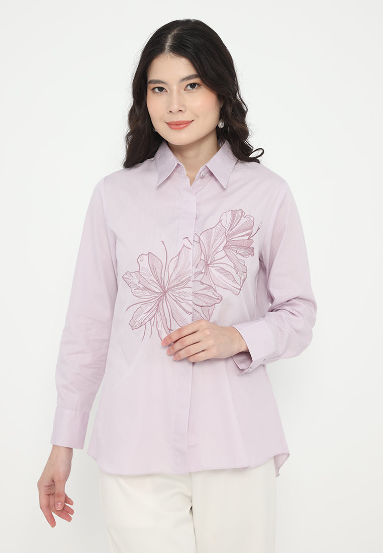 Glenca Tops With Floral Embroidery | Lilac