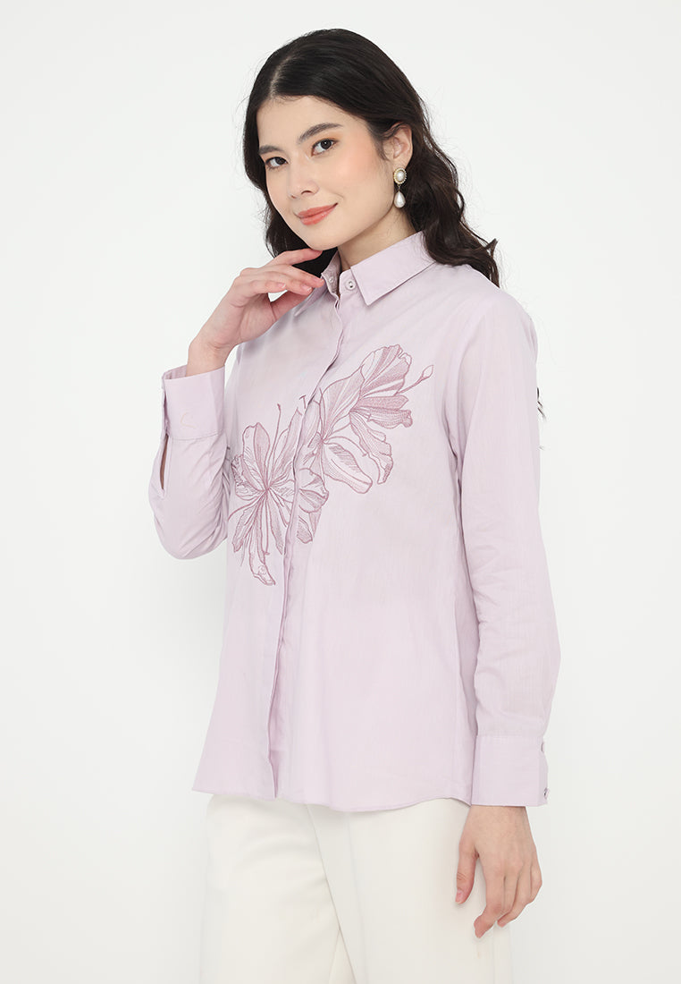 Glenca Tops With Floral Embroidery | Lilac