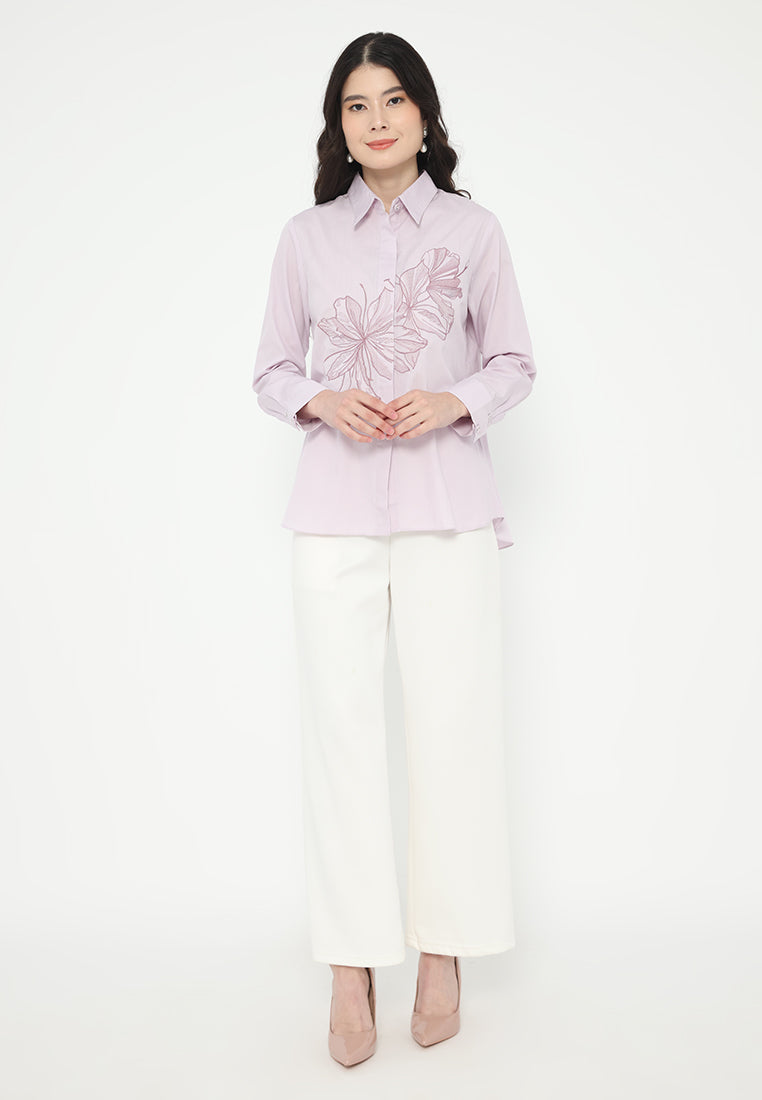 Glenca Tops With Floral Embroidery | Lilac