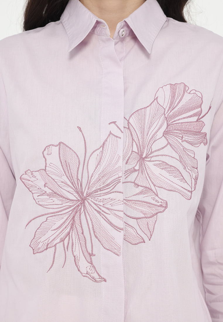Glenca Tops With Floral Embroidery | Lilac