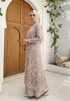 Almeera Muslim Long Dress With Lace Embroidery Floral Premium | Pink