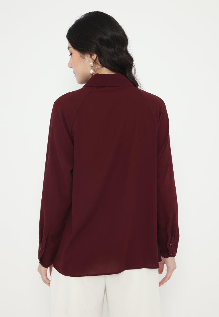 Aleena Draffery Tops With Long Sleeve | Maroon