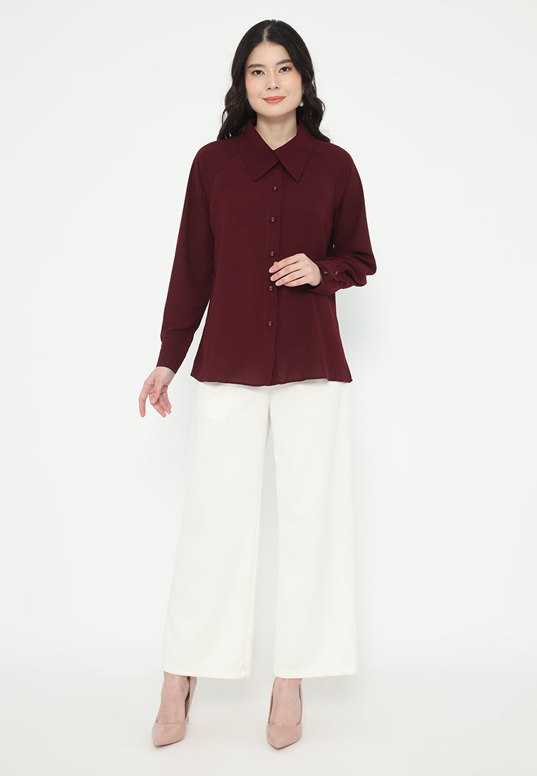 Aleena Draffery Tops With Long Sleeve | Maroon