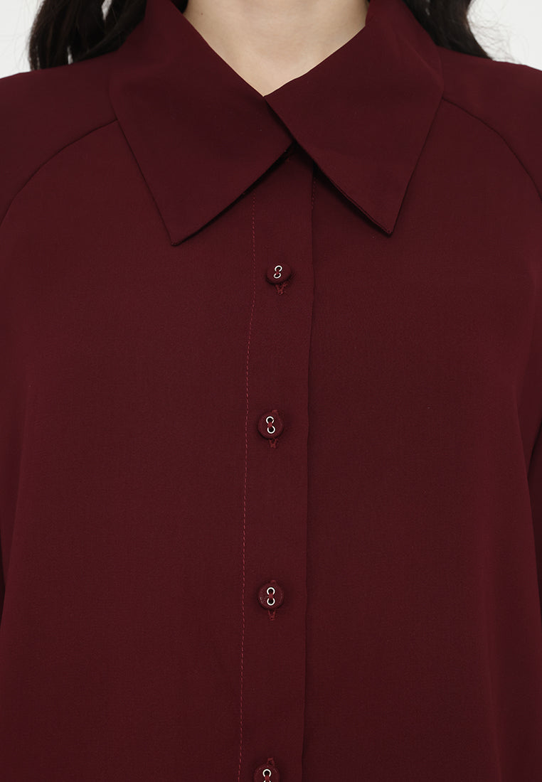 Aleena Draffery Tops With Long Sleeve | Maroon