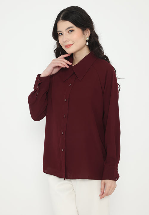 Aleena Draffery Tops With Long Sleeve | Maroon