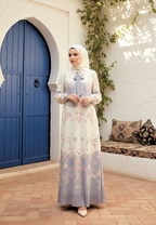 Persian Muslim Long Dress Pasley Motif In two Tone | Cream