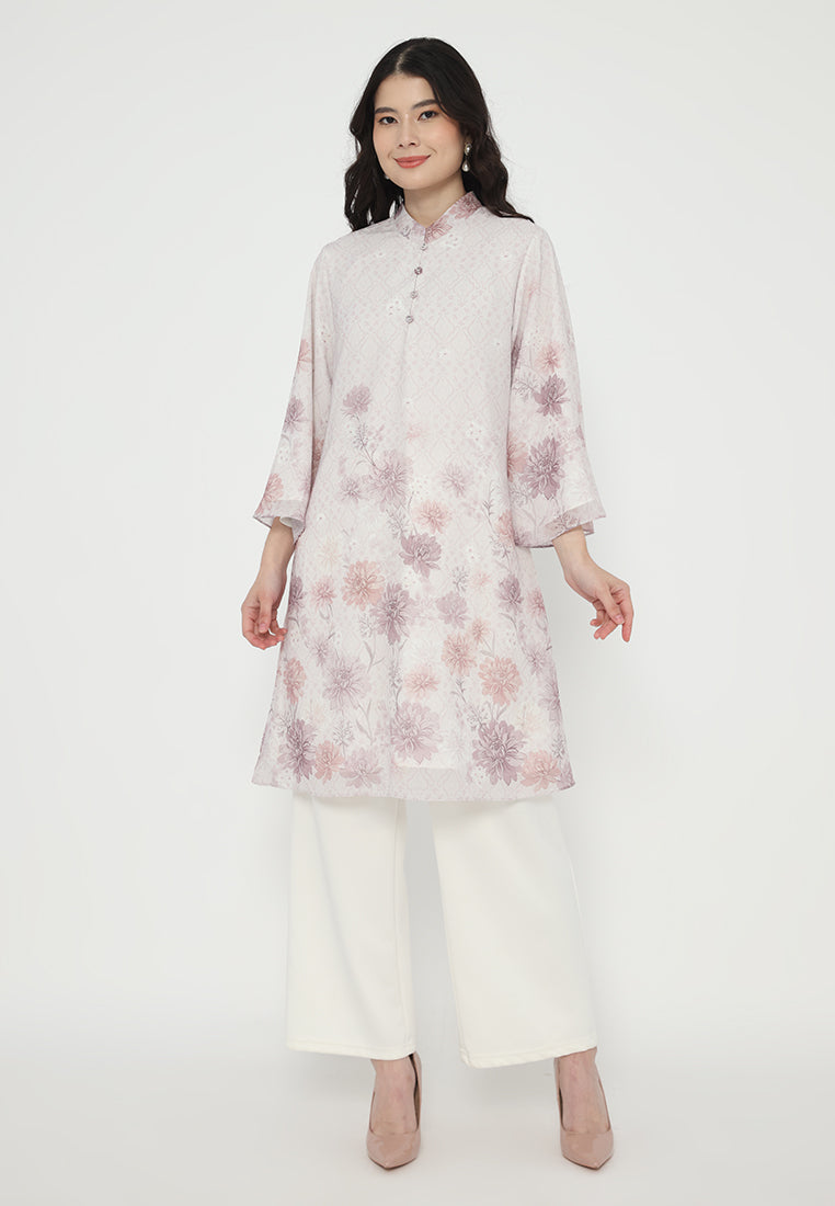 Alviera Tunic Flowy Sifon Printed | Pink