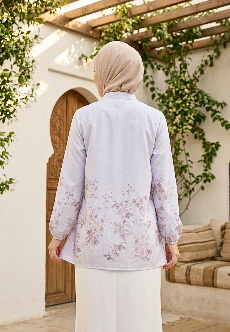 Sarah Floral Print V Neck Blouse | Blue