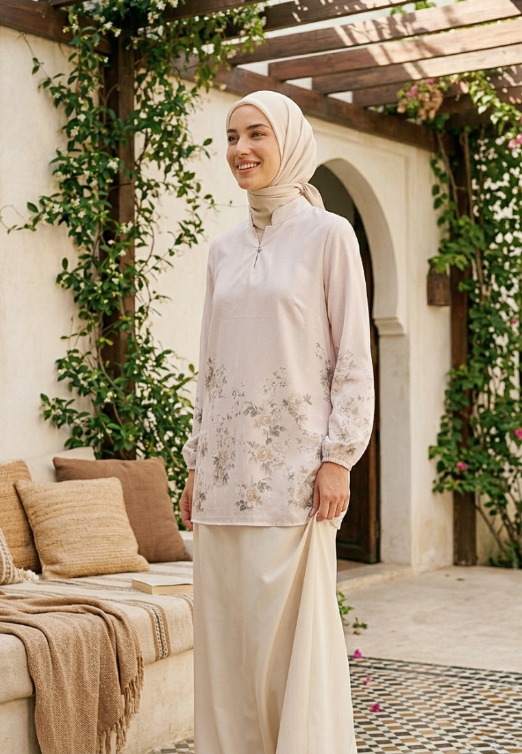 Serelia Blouse Sifon With V neck | Cream