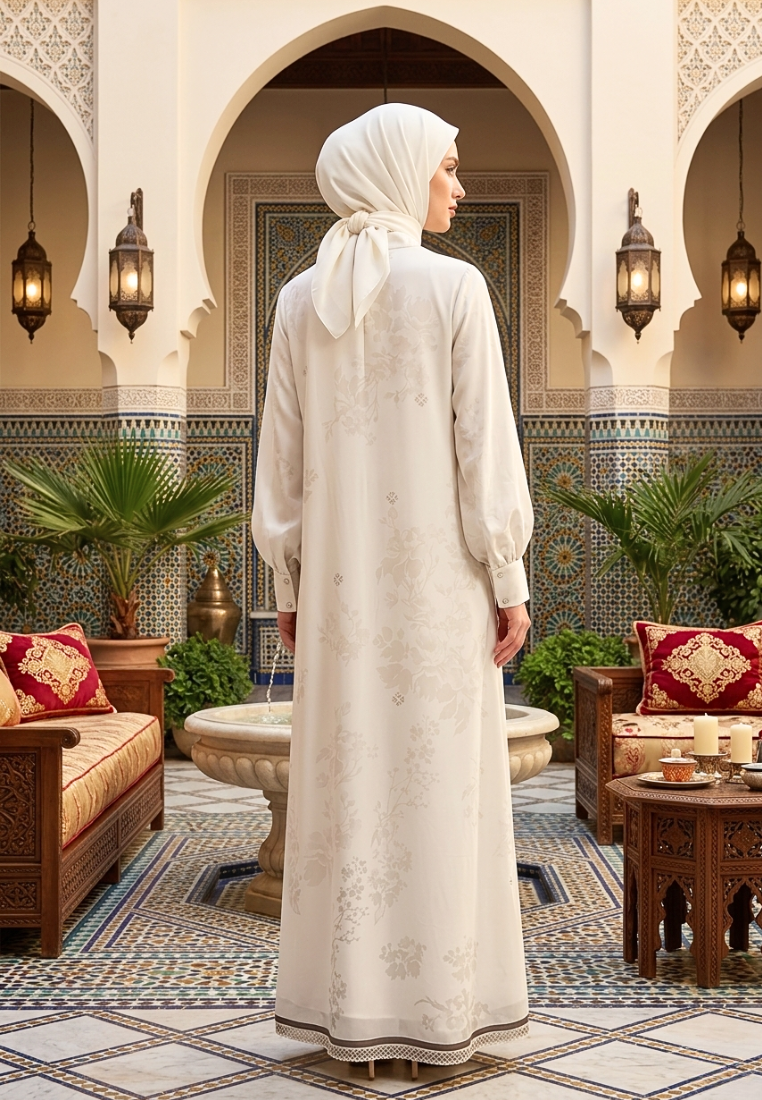 Vionessa Gamis Muslim Long Dress | Cream