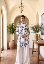 Elowen Floral Tunic Sifon With Long Sleeve | White