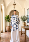 Elowen Floral Tunic Sifon With Long Sleeve | White