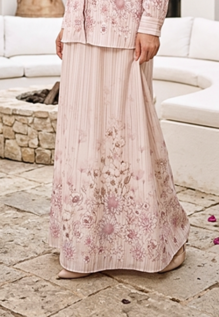 Naylora Long Skirt With Floral Pattern Clasic | Cream