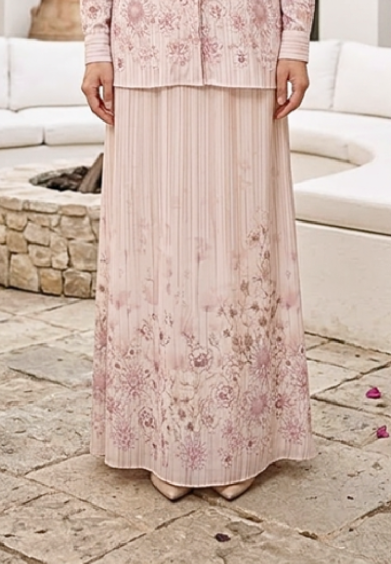 Naylora Long Skirt With Floral Pattern Clasic | Cream