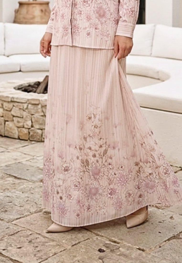 Naylora Long Skirt With Floral Pattern Clasic | Cream