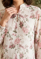 Cassy Floral Blouse V Neck | Broken White