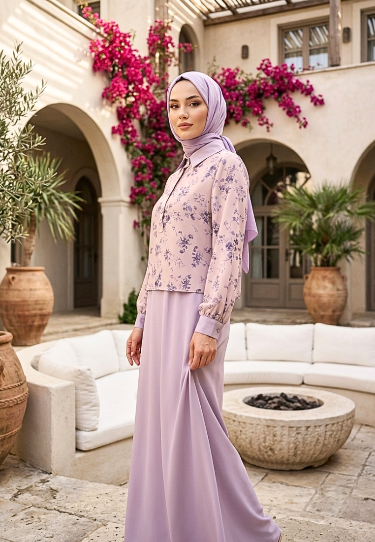 Althaea Gamis Muslimah Long Dress Combination | Purple