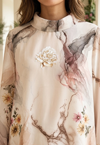 Elora Abstract Soft Flower Blouse | Cream