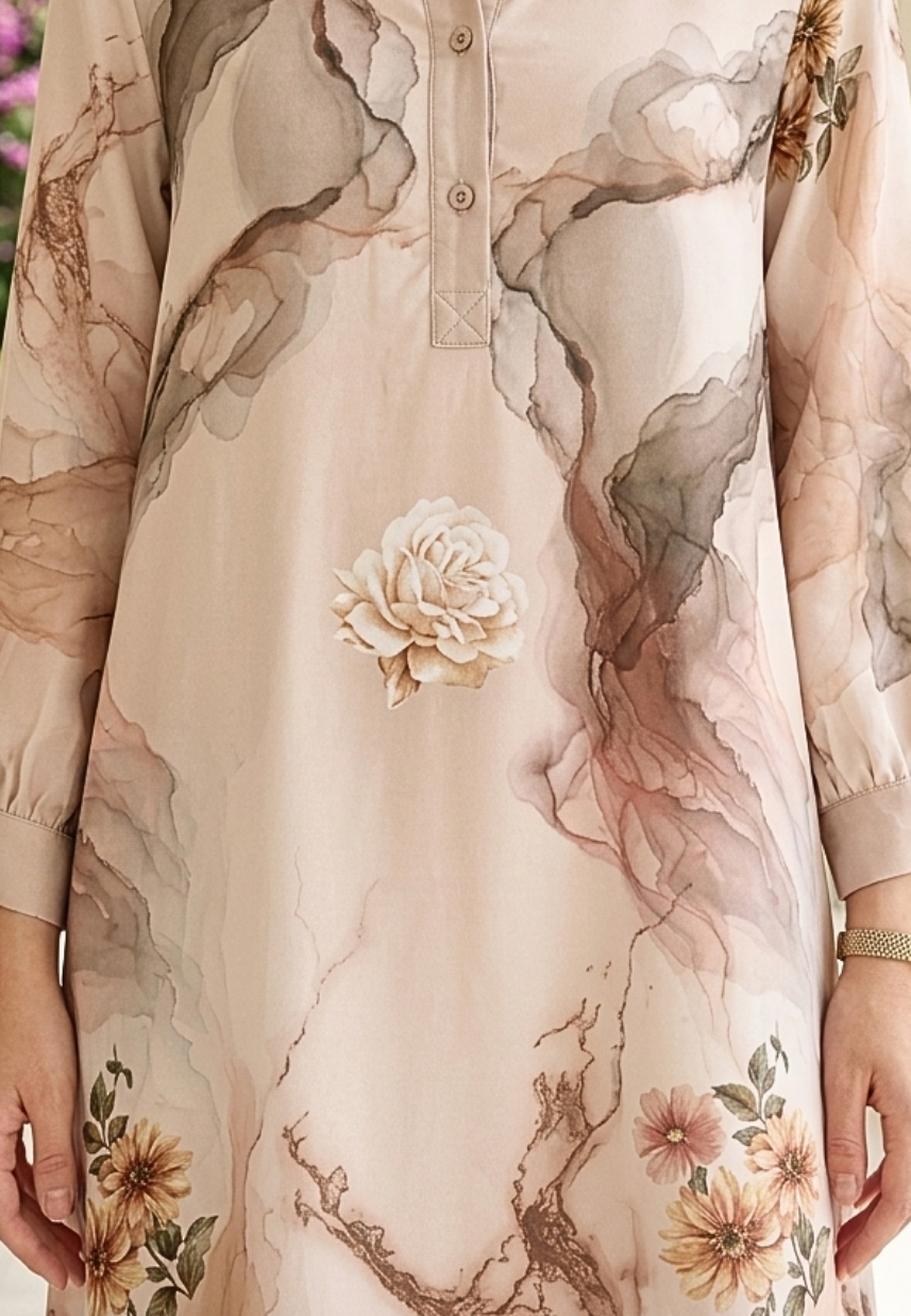Elora Abstract Soft Flower Mini Dress | Cream
