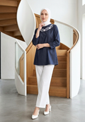 Soraya Blouse With Floral Embroidery | Navy