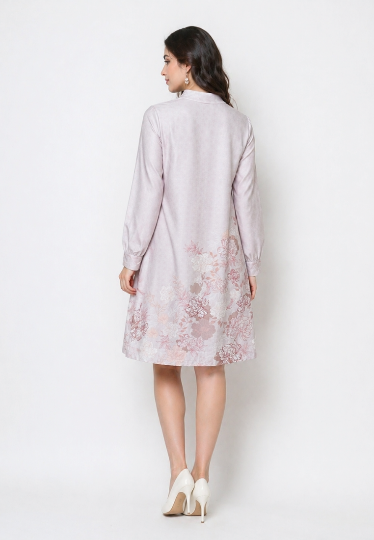 Flore Midi Dress With Floral Pattern | Cream