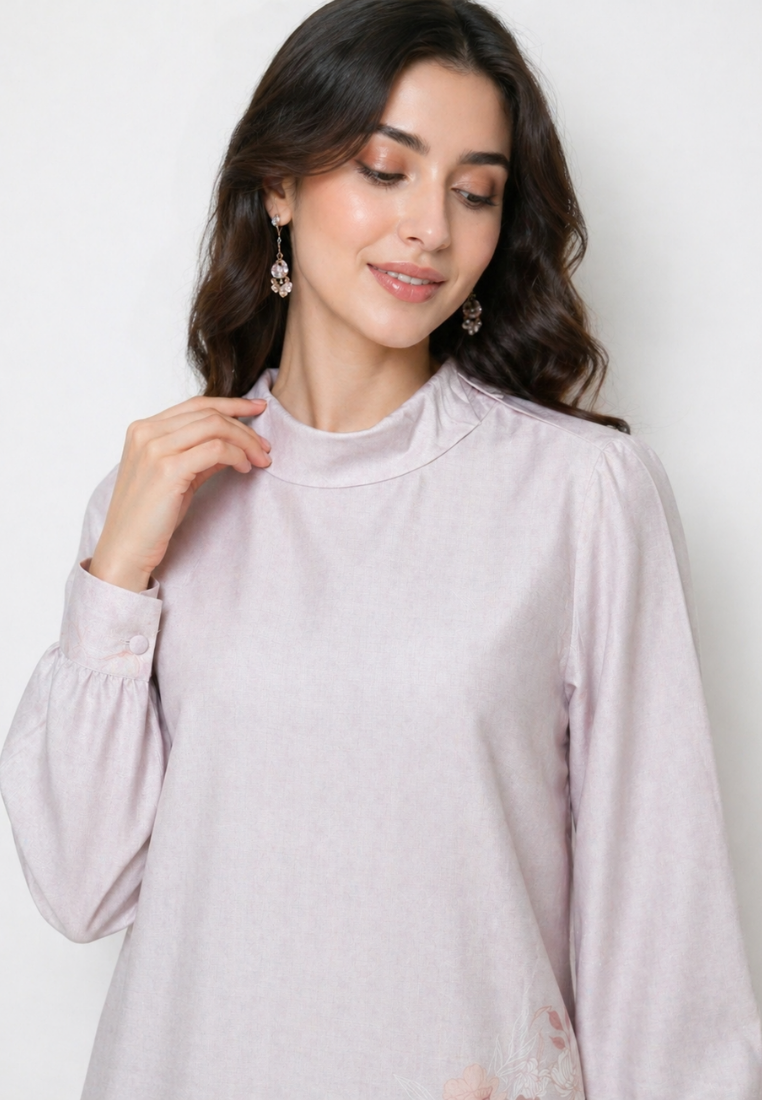Flore Midi Dress With Floral Pattern | Cream