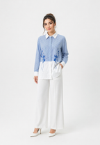 Aerin Shirt With Floral And Stripe Pattern | Blue